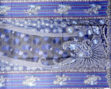 Semi Pashmina Blue Black Shawl Embroided with Ari - KatraBAZAAR