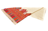 Creme Pashmina shawl with embroidery - KatraBAZAAR